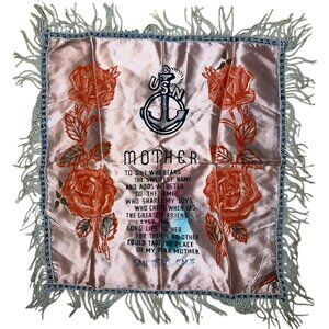 Vintage 1960s/1970s USN United States Navy Mother Silk Throw Pillow Cover 16"